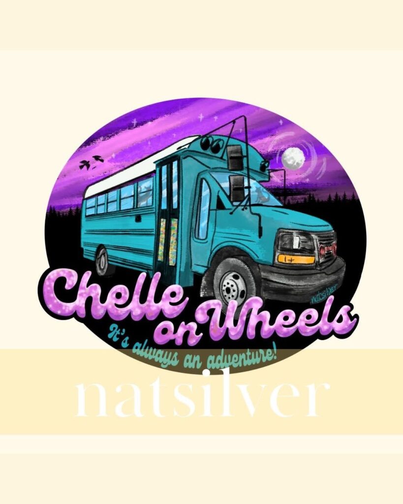 short skoolie hand drawn art